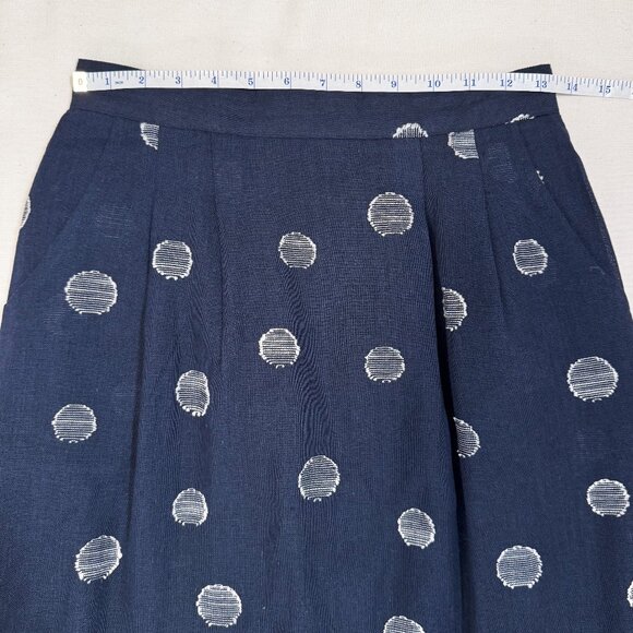 NWT Bridge & Burn Navy Polka Dot Skirt Size Small Linen Cotton Blend - Picture 11 of 13